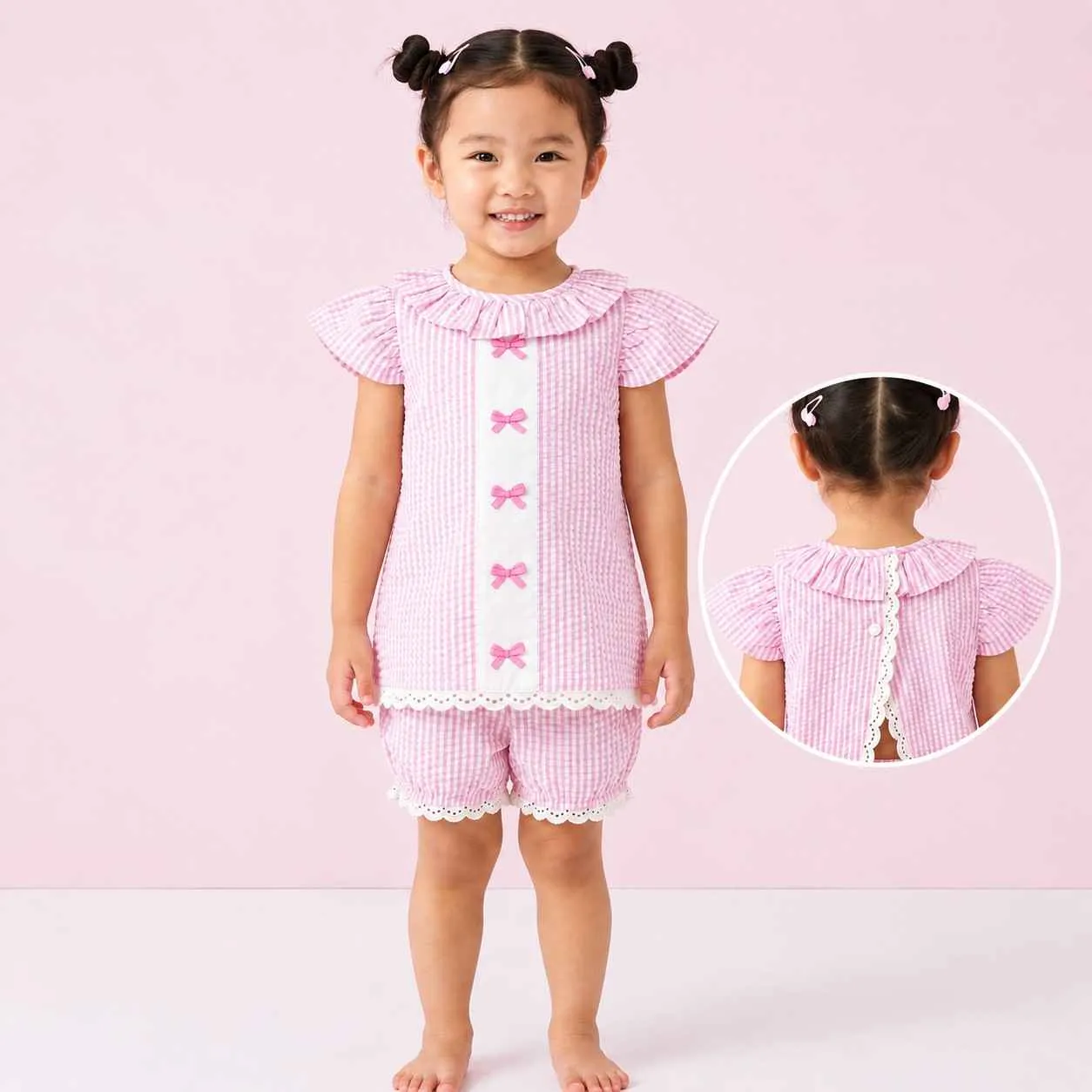 Girls Seer Sucker Stripe Top and Bottom Set image 2