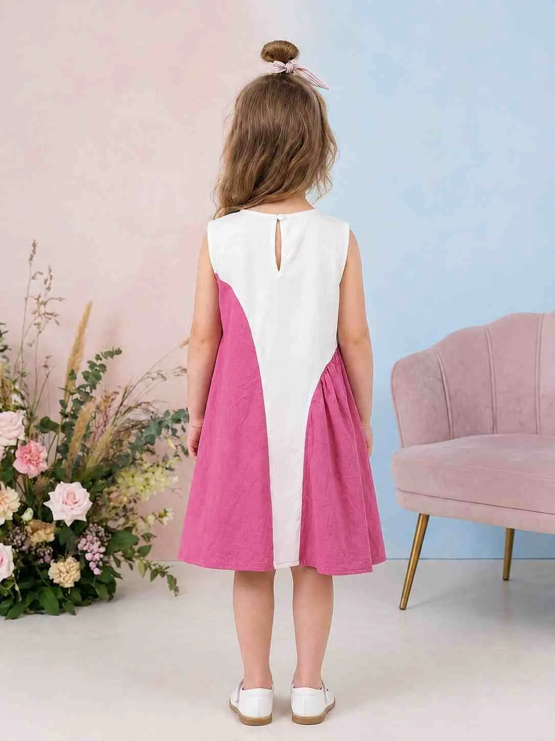 Girls Panel Dress With Bow image 2